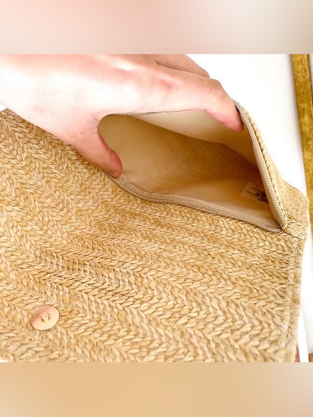 Christian Dior Novelty Clutch Pouch Summer Rattan Beige Vacation - Picture 4 of 6
